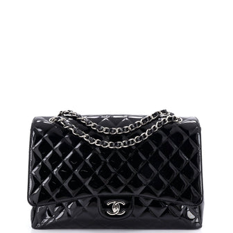 Chanel Vintage Classic Single Flap Bag Quilted Patent Maxi
