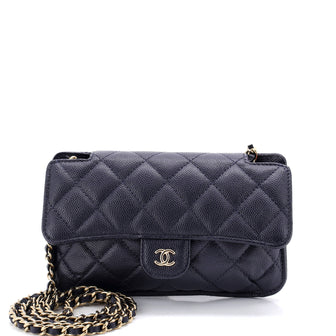 Chanel Foldable Tote Bag with Chain Quilted Caviar with Printed Nylon