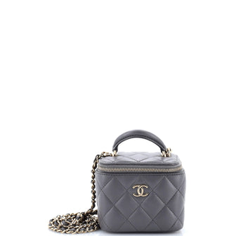 Chanel Classic Top Handle Vanity Case with Chain Quilted Lambskin Mini