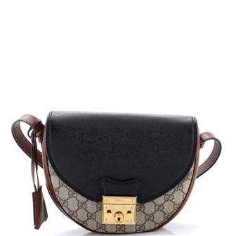 Gucci Padlock Saddle Shoulder Bag GG Coated Canvas and Leather Small