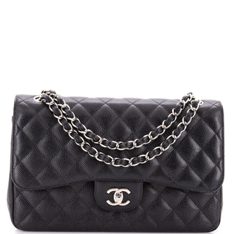 Chanel Classic Double Flap Bag Quilted Caviar Jumbo