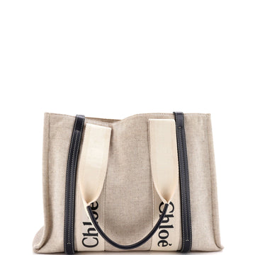 Chloe Woody Tote Canvas with Leather Medium