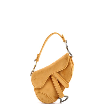 Christian Dior Saddle Handbag Velvet with Crystals Mini