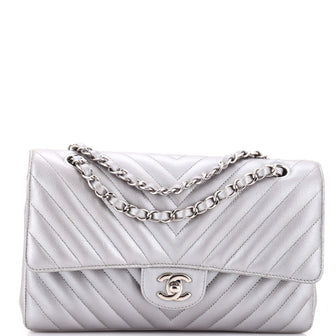 Chanel Classic Double Flap Bag Chevron Caviar Medium
