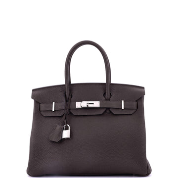 Hermes Birkin Handbag Brown Togo with Palladium Hardware 30