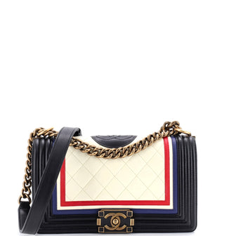 Chanel Crest Boy Flap Bag Quilted Lambskin Old Medium