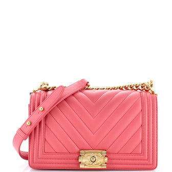 Chanel Boy Flap Bag Chevron Calfskin Old Medium