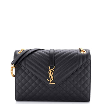 Saint Laurent Classic Monogram Envelope Satchel Mixed Matelasse Leather Large