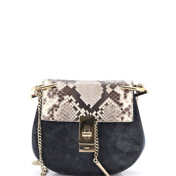 Chloe Drew Crossbody Bag Python and Suede Small