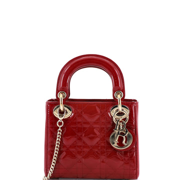 Christian Dior Lady Dior Chain Bag Cannage Quilt Patent Mini