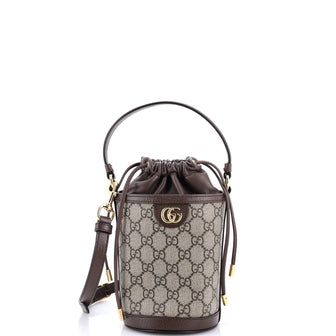 Gucci Ophidia Top Handle Bucket Bag GG Coated Canvas with Leather Mini