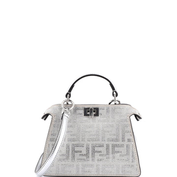 Fendi Peekaboo ISeeU Bag Zucca Crystal Embellished Suede Petite