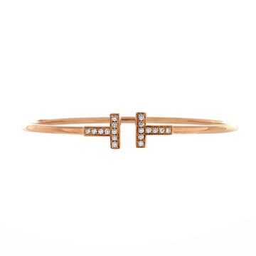 Tiffany & Co. T Wire Bracelet 18K Rose Gold with Diamonds