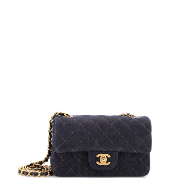 Chanel Classic Single Flap Bag Quilted Denim Mini