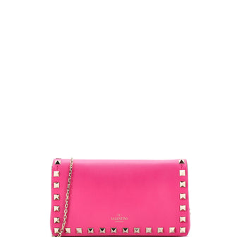 Valentino Garavani Rockstud Full Flap Chain Crossbody Bag Leather Small