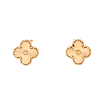 Van Cleef & Arpels Vintage Alhambra Earrings Guilloche 18K Yellow Gold