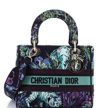 Christian Dior Lady D-Lite Bag Embroidered Canvas Medium
