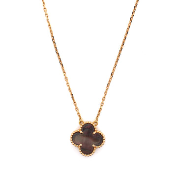 Van Cleef & Arpels Vintage Alhambra Pendant Necklace 18K Rose Gold and Grey Mother of Pearl