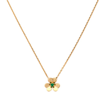 Van Cleef & Arpels Frivole Pendant Necklace 18K Yellow Gold and Emerald Mini