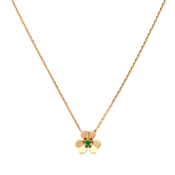 Van Cleef & Arpels Frivole Pendant Necklace 18K Yellow Gold and Emerald Mini