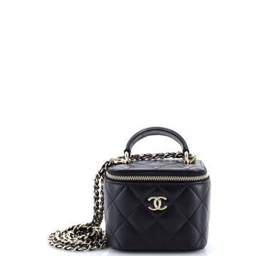 Chanel Classic Top Handle Vanity Case with Chain Quilted Lambskin Mini