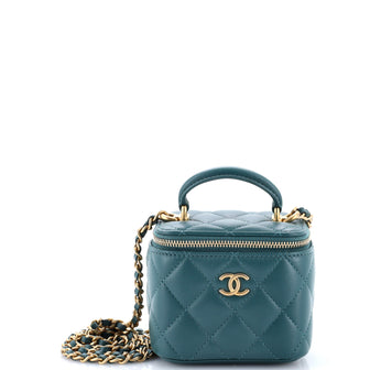 Chanel Classic Top Handle Vanity Case with Chain Quilted Lambskin Mini