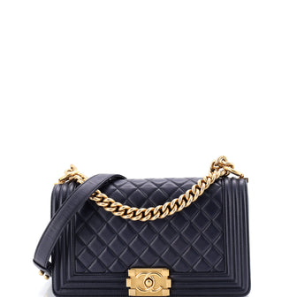 Chanel Boy Flap Bag Quilted Lambskin Old Medium