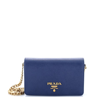 Prada Chain Wallet Crossbody Saffiano Leather