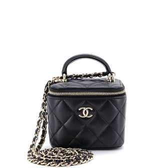 Chanel Classic Top Handle Vanity Case with Chain Quilted Lambskin Mini