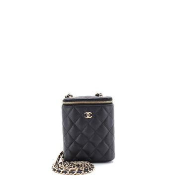 Chanel Vertical Classic Vanity Case with Chain Quilted Caviar Small