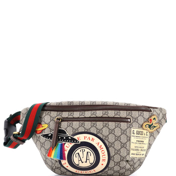 Gucci Courrier Zip Belt Bag GG Coated Canvas with Applique
