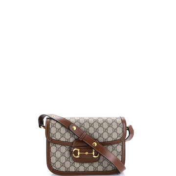 Gucci Horsebit 1955 Shoulder Bag GG Coated Canvas with Leather Small