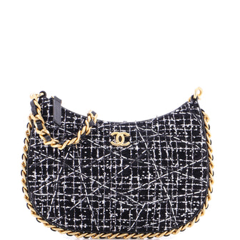 Chanel CC Chain Around Hobo Quilted Tweed with Sequins