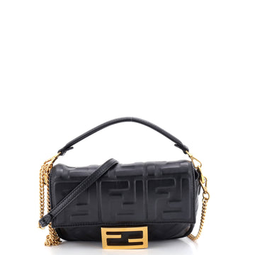 Fendi Baguette NM Bag Zucca Embossed Leather Mini