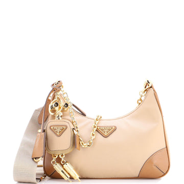 Prada Re-Edition 2005 Robot Charm Shoulder Bag Re-Nylon and Saffiano Leather