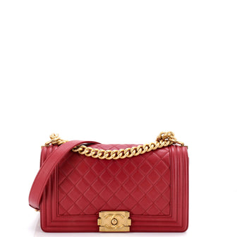 Chanel Boy Flap Bag Quilted Lambskin Old Medium