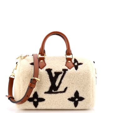 Louis Vuitton Speedy Bandouliere Bag Monogram Giant Teddy Fleece 25