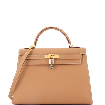 Hermes Kelly Handbag Brown Epsom with Gold Hardware 32