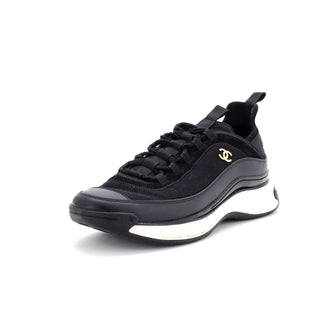Chanel Women's CC Cap Toe Logo Sneakers Suede and Mixed Fibers