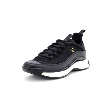 Chanel Women's CC Cap Toe Logo Sneakers Suede and Mixed Fibers