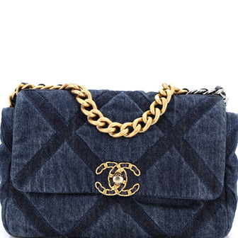 Chanel 19 Flap Bag Quilted Denim Medium