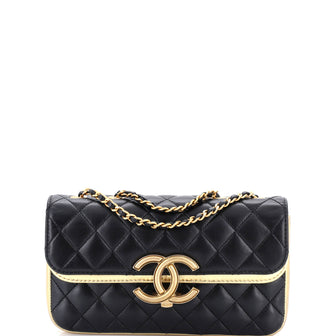 Chanel CC Chic Double Flap Bag Quilted Lambskin Small