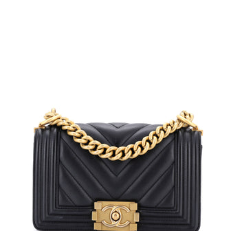 Chanel Boy Flap Bag Chevron Calfskin Small