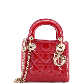 Christian Dior Lady Dior Chain Bag Cannage Quilt Patent Mini
