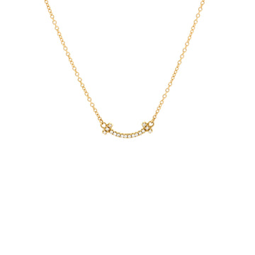 Tiffany & Co. T Smile Pendant Necklace 18K Yellow Gold with Diamonds Mini