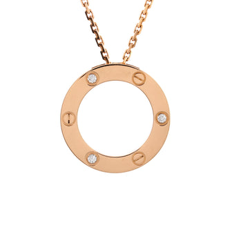 Cartier 3 Diamonds Love Pendant Necklace 18K Rose Gold and Diamonds