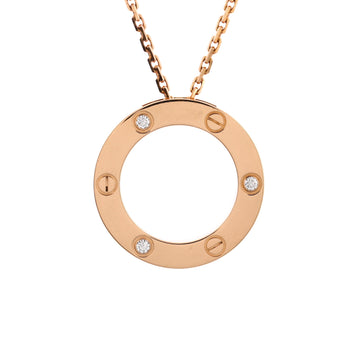 Cartier 3 Diamonds Love Pendant Necklace 18K Rose Gold and Diamonds