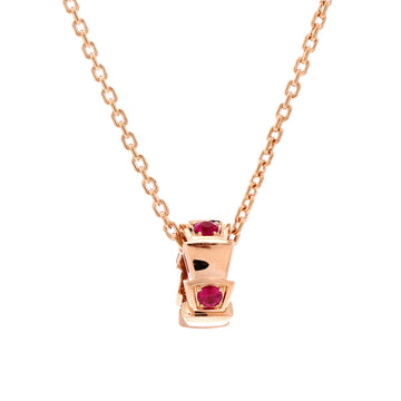 Bvlgari Serpenti Viper Pendant Necklace 18K Rose Gold with Rubies