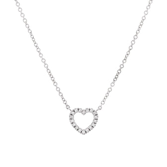 Tiffany & Co. Metro Open Heart Pendant Necklace 18K White Gold and Diamonds Mini