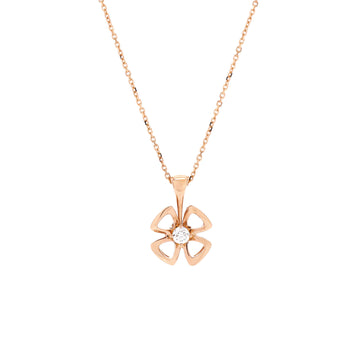 Bvlgari Fiorever Pendant Necklace 18K Rose Gold and Diamond